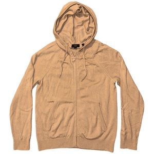VINCE Men’s Long Sleeve Full Zip Pullove Hoodie Sweater Tan Brown Medium EUC